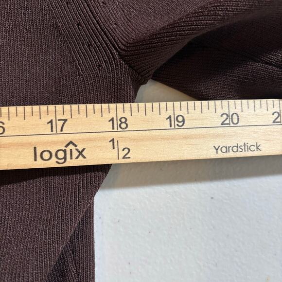 Cyrus Women's Size Large Brown Knit Stretch Long Sleeve Cardigan Sweater Jacket - Picture 6 of 11